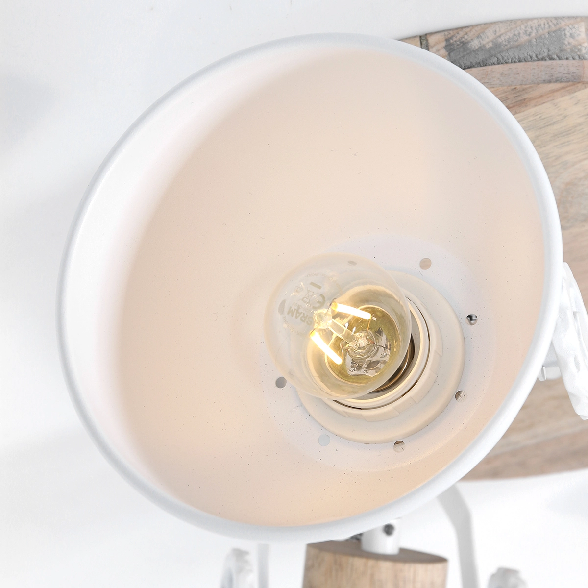 Industriële plafondlamp Gearwood 3-lichts wit met hout Steinhauer 8712746135428