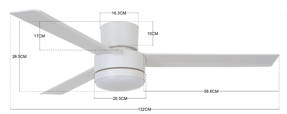 Plafondventilator met licht Lagoon Ø 132cm - IP55 - Wit Beacon 9333509137375