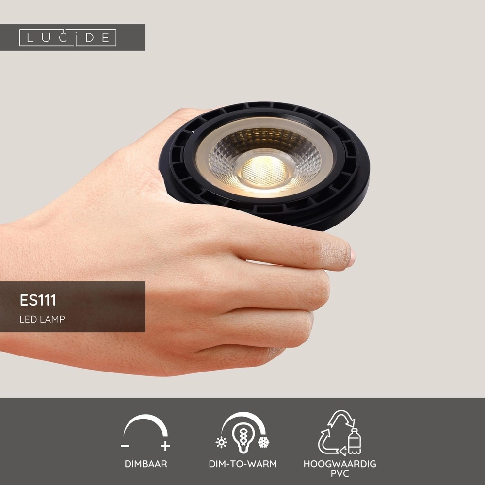 12W Led ES111 - 2200-3000K zwart DTW Lucide 5411212491299