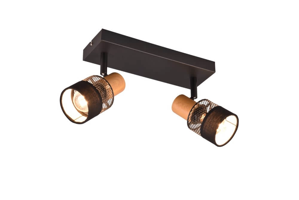 2-lichts opbouwspot Nandini zwart met hout