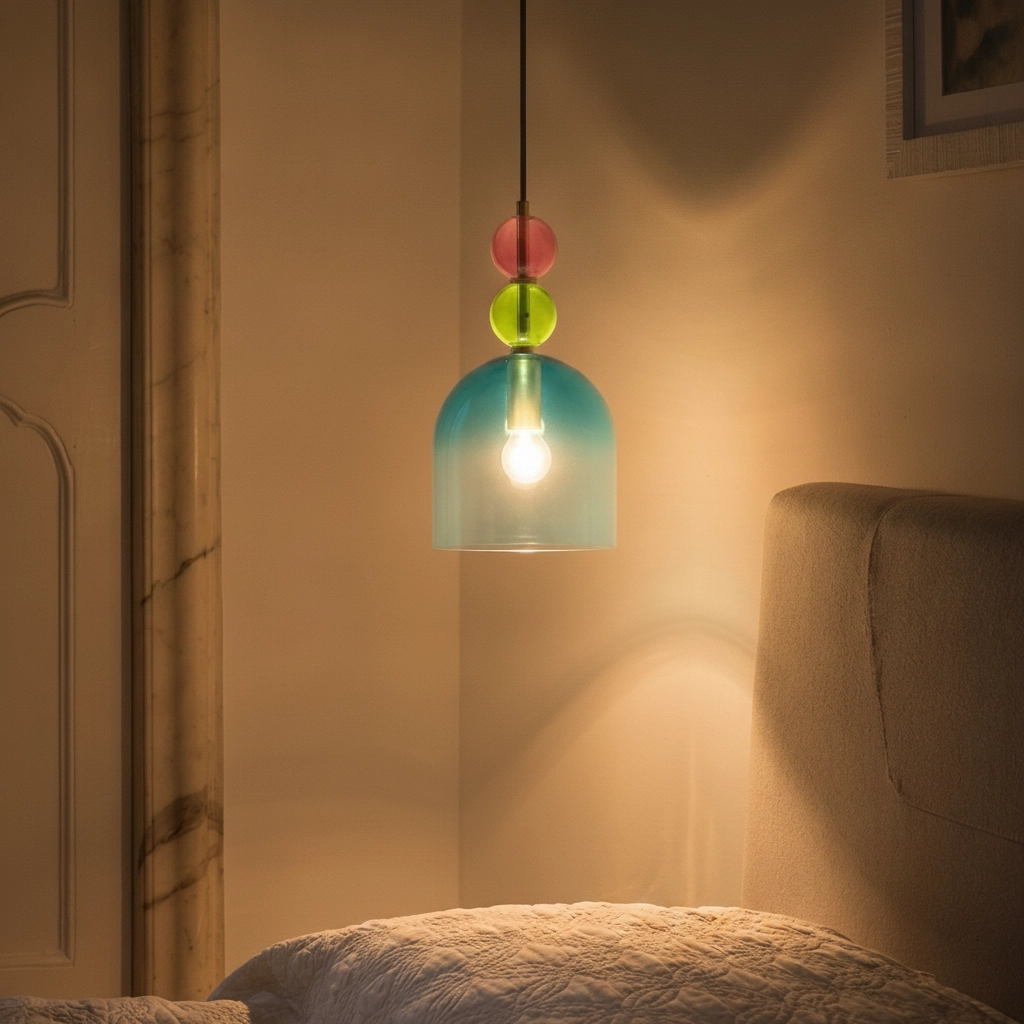 Gekleurde hanglamp Murano blauw