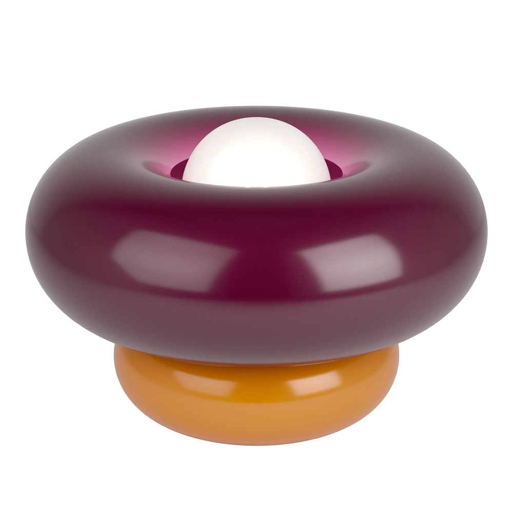 Design tafellamp Torchiarolo oranje met bordeaux rood