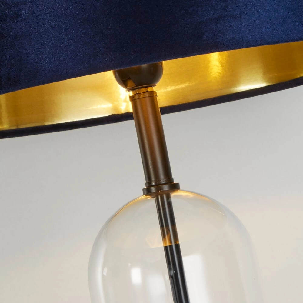 Unieke tafellamp Oxford met donkerblauwe kap Searchlight 5053423256665