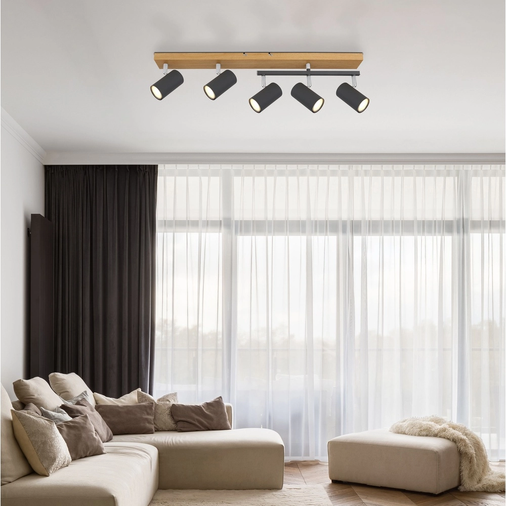 Plafondlamp 5-lichts Robby hout Globo 9007371442577