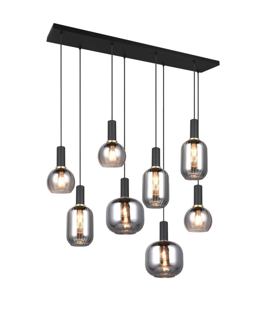 Eetkamer hanglamp Diva 8-lichts - smoke glas Trio 4017807614589