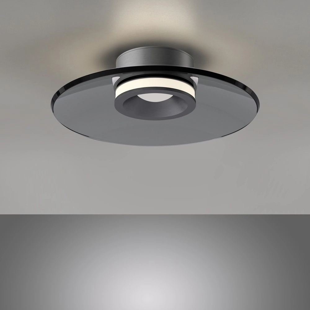 Plafondlamp Pure Moon Ø 32cm - platin met smoke glas Paul Neuhaus 4012248386330