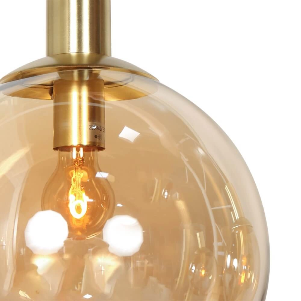 Eettafel hanglamp Bollique goud met amberglas Steinhauer 8712746172980