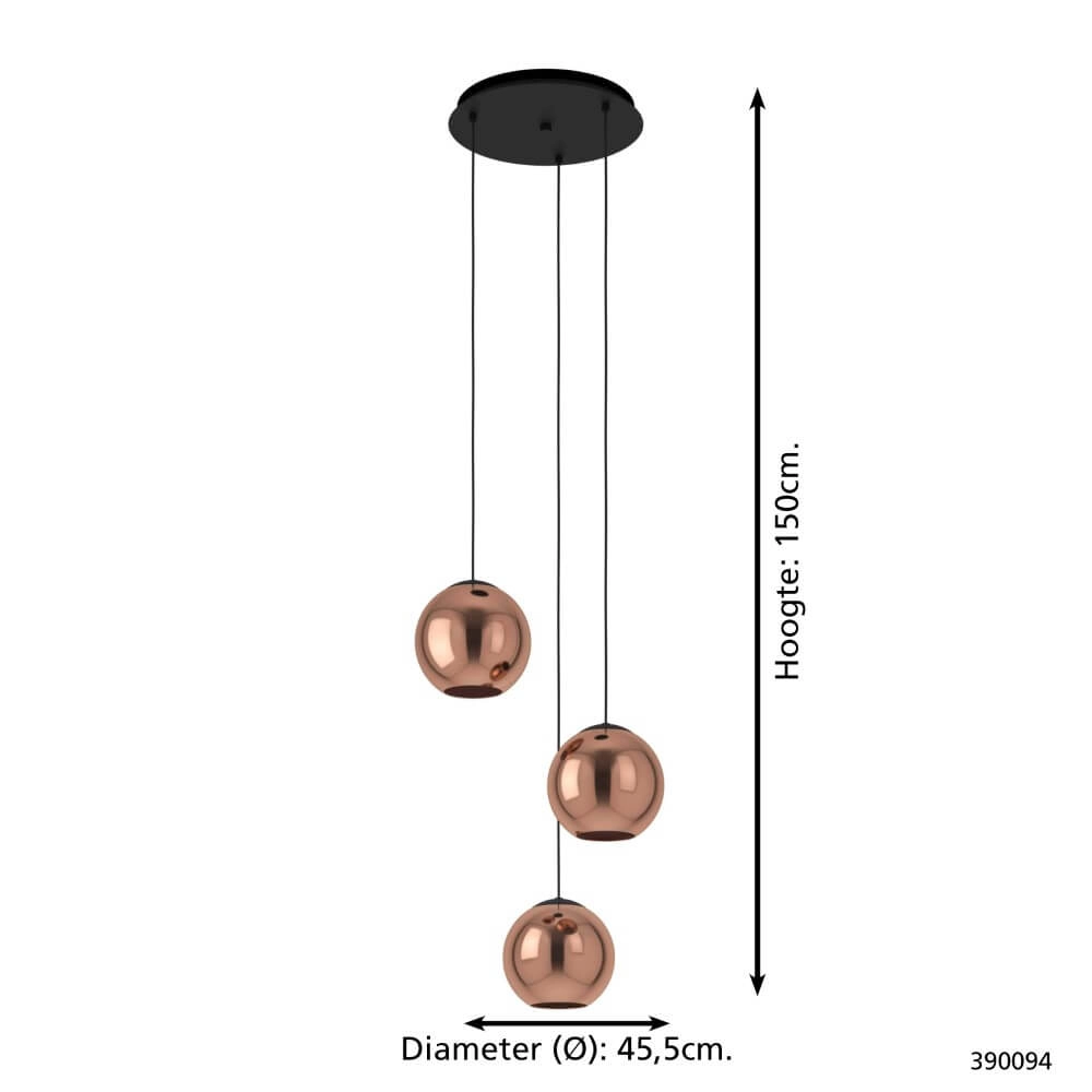 Vide hanglamp Cordoba met roodkoper glas Stars of Light 9008606222209