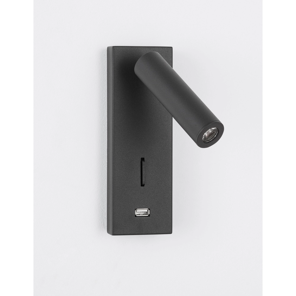 Bedlampje Fuse zwart met usb Lyora 5212017423719