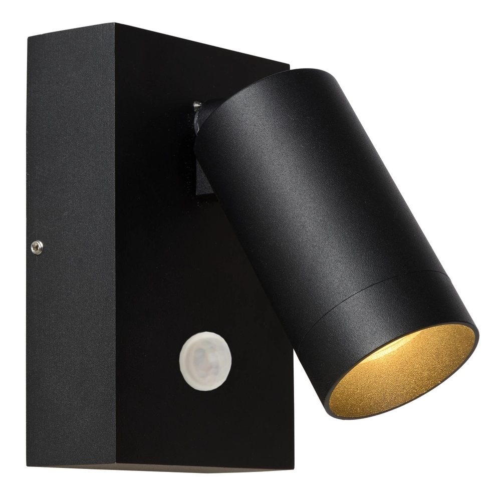 Wandspot Taylor IP54 met sensor zwart Lucide 5411212092694