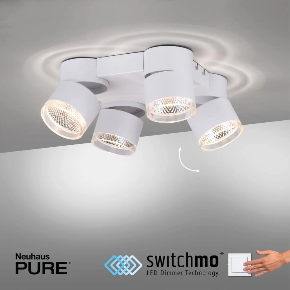 Witte plafondlamp Pure Nola 4-lichts Paul Neuhaus 4012248374559