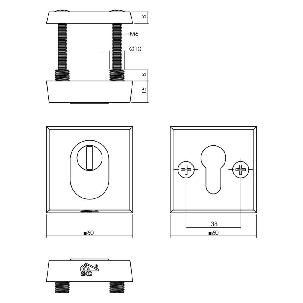Veiligheidsrozet Salus kerntrekbeveiliging aluminium zwart Intersteel 8714186538449