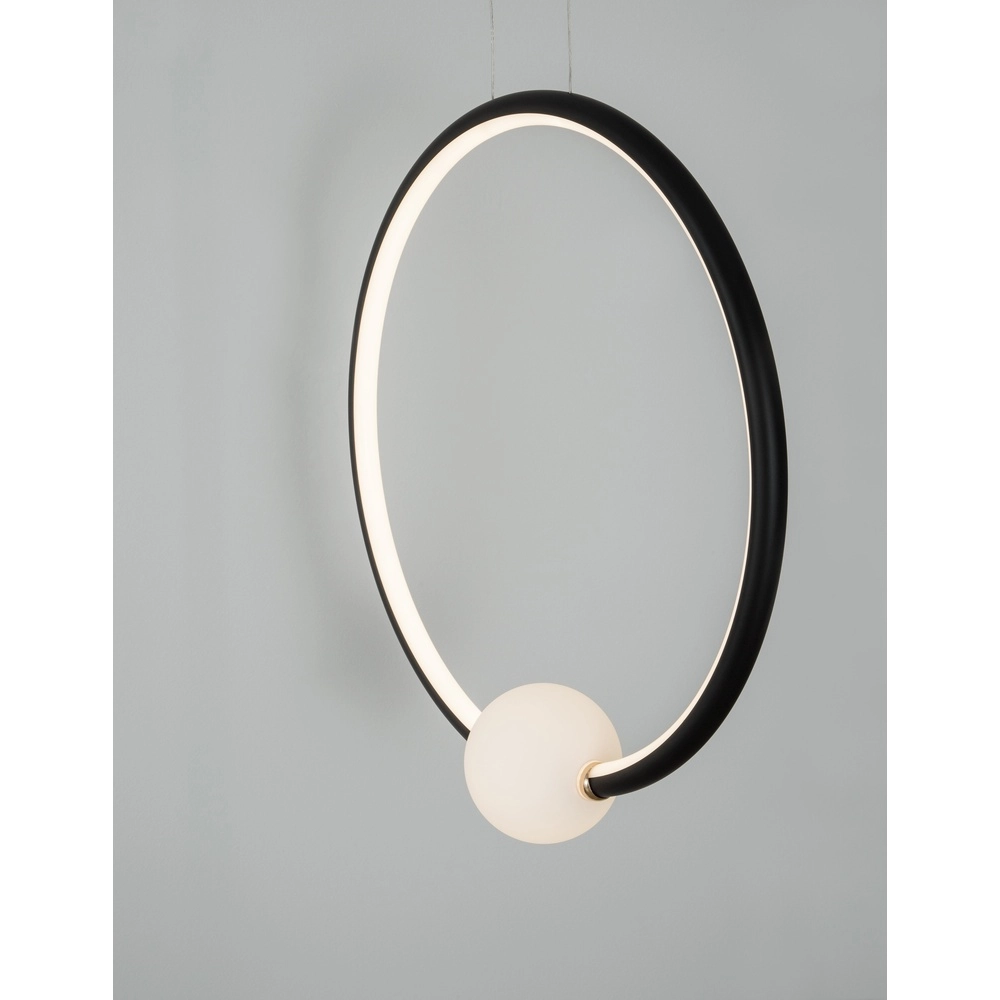 Hanglamp Celia zwart met wit rond Lyora 5212017429377