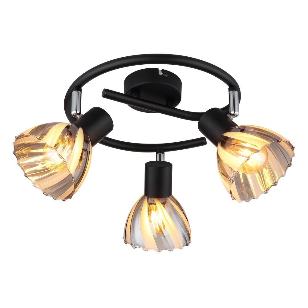 Plafondlamp 3-lichts Zachery zwart