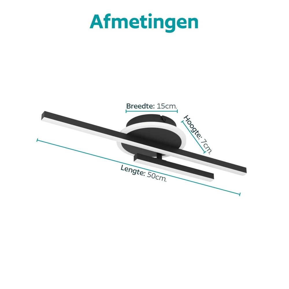 Moderne plafondlamp Nogaredo zwart 50 x 15cm Eglo 9008606391547