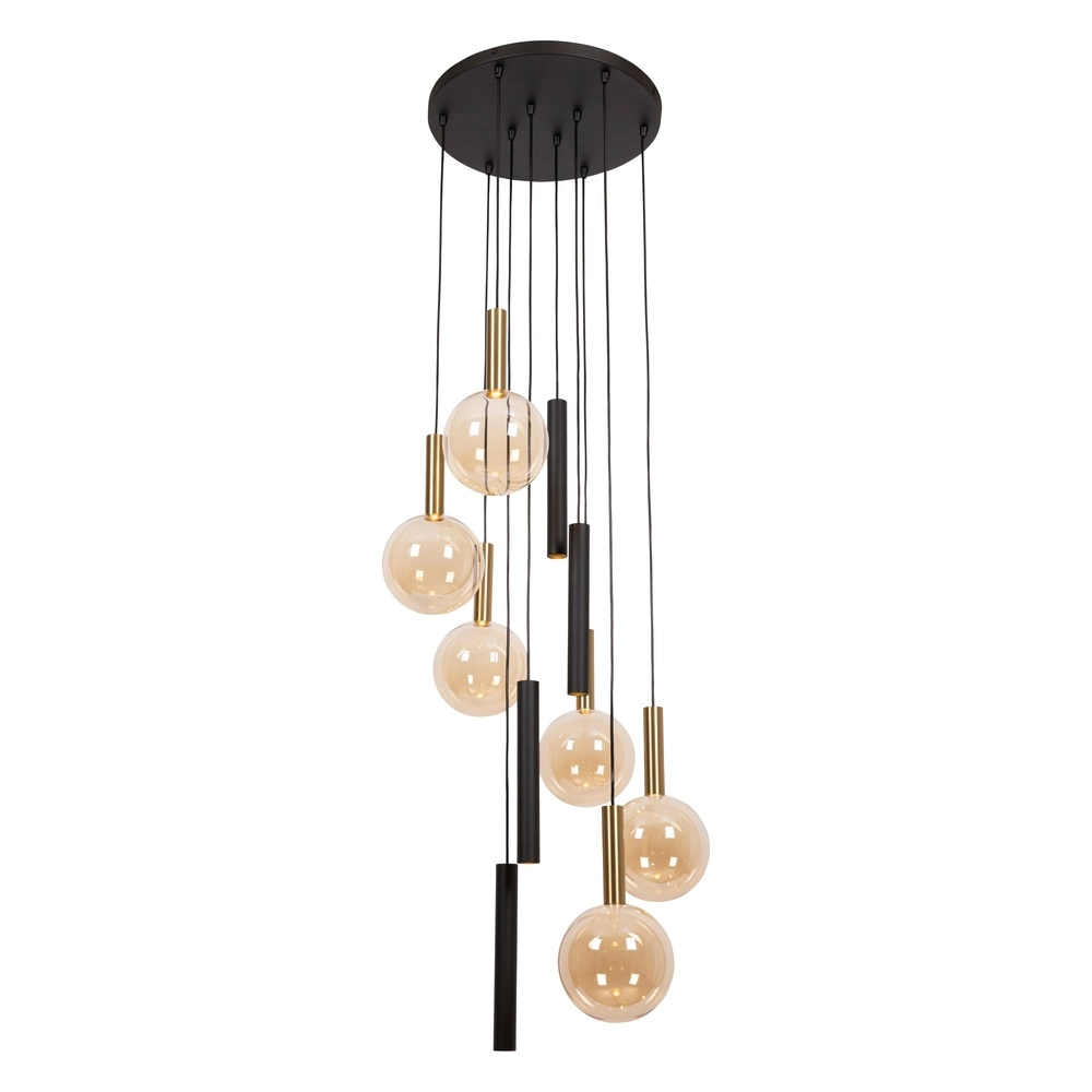 Vide hanglamp Josiane zwart met goud