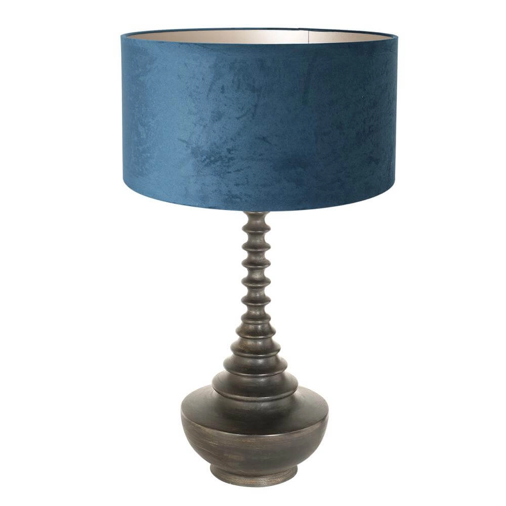 Unieke tafellamp Bois met blauwe kap