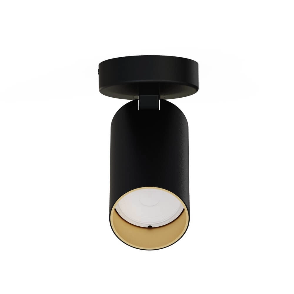 Kantelbare opbouwspot Mono zwart met goud Lyora 5903139776394