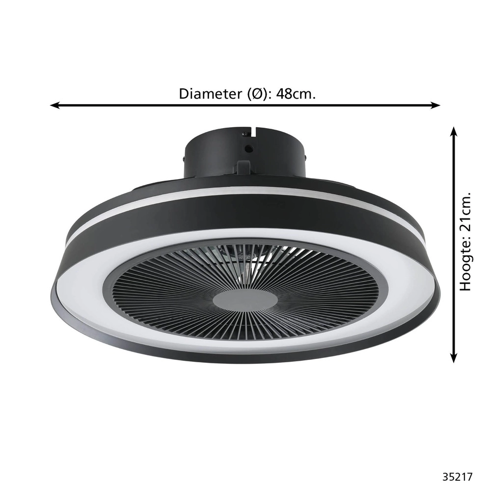 Zwarte plafondventilator Vallonia Ø 48cm Eglo 9002759352172