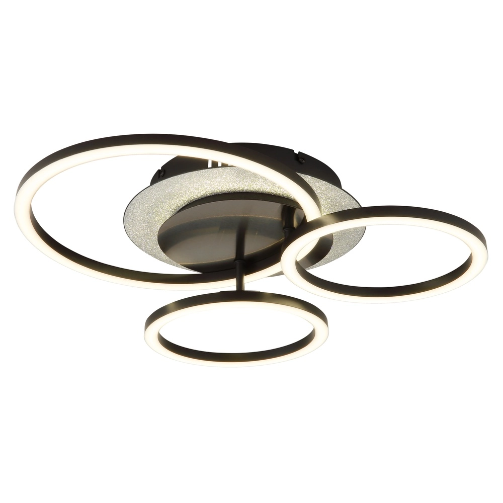 Zwarte plafondlamp Norberto 3 ringen