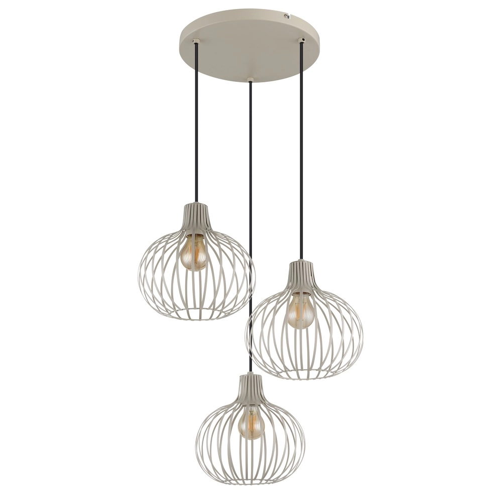 Design hanglamp Mateo 3-lichts rond crème Globo 9007371566150