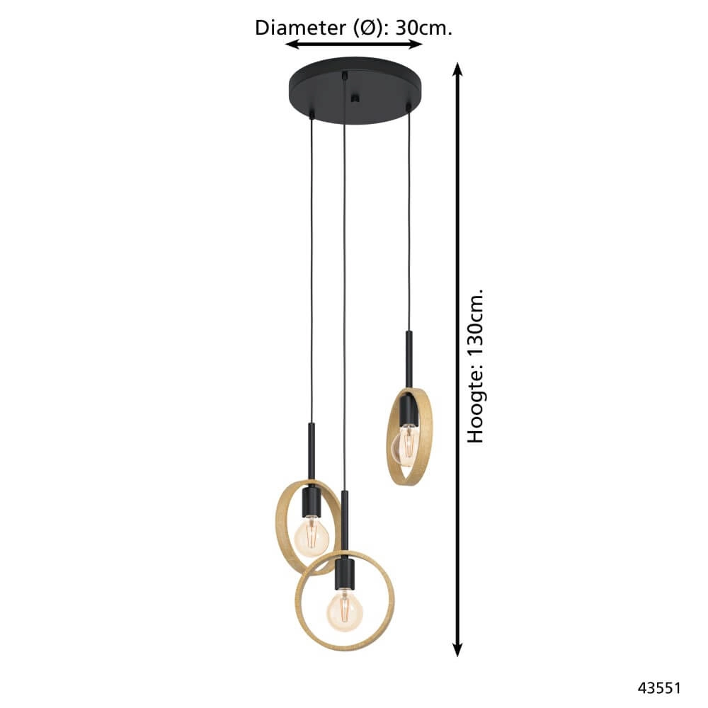 Vide hanglamp Ipsden 3-lichts Eglo 9002759435516