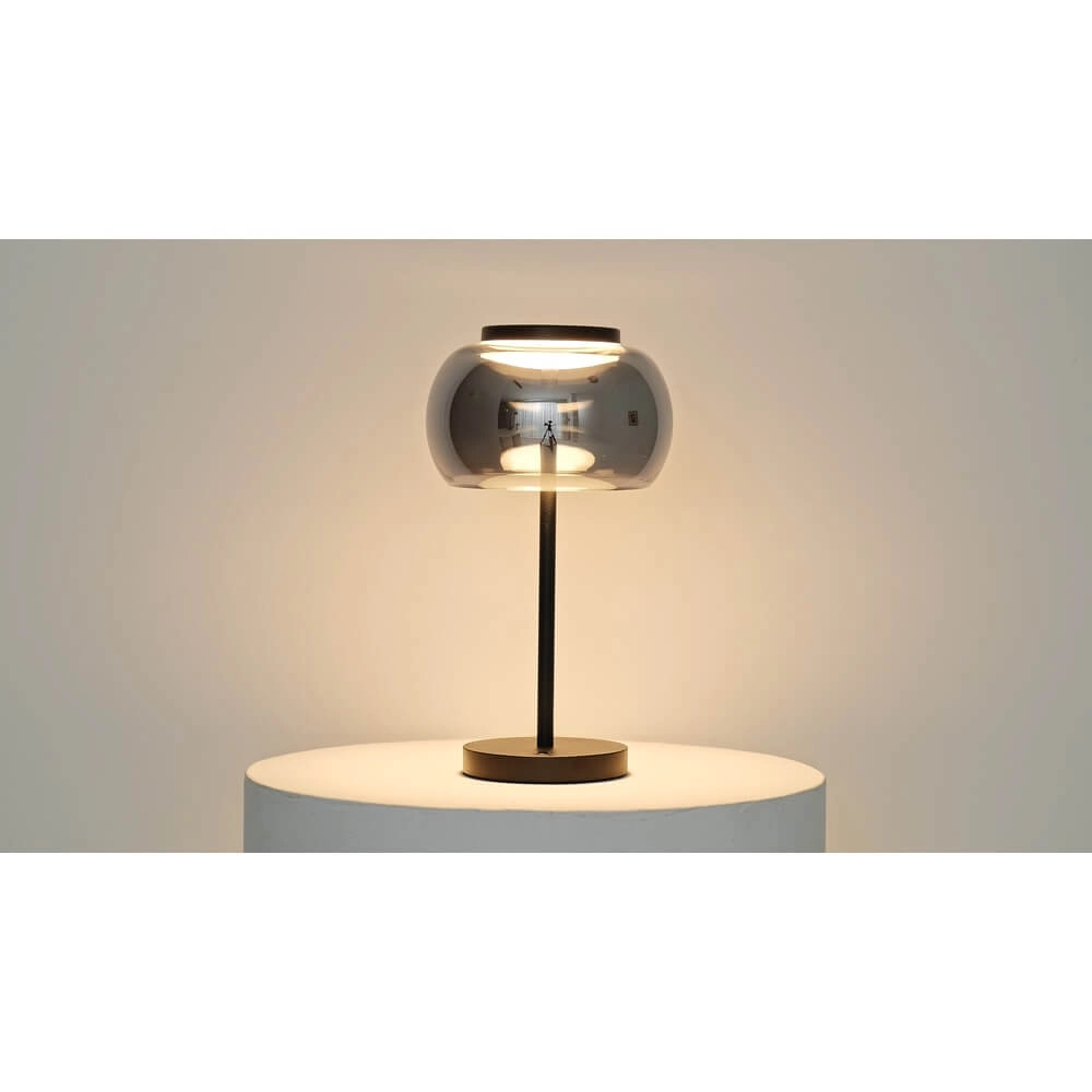 Design tafellamp Bounto met smoke glas