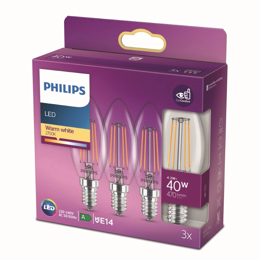 4,3W - E14 - 2700K - 470 lumen set van 3