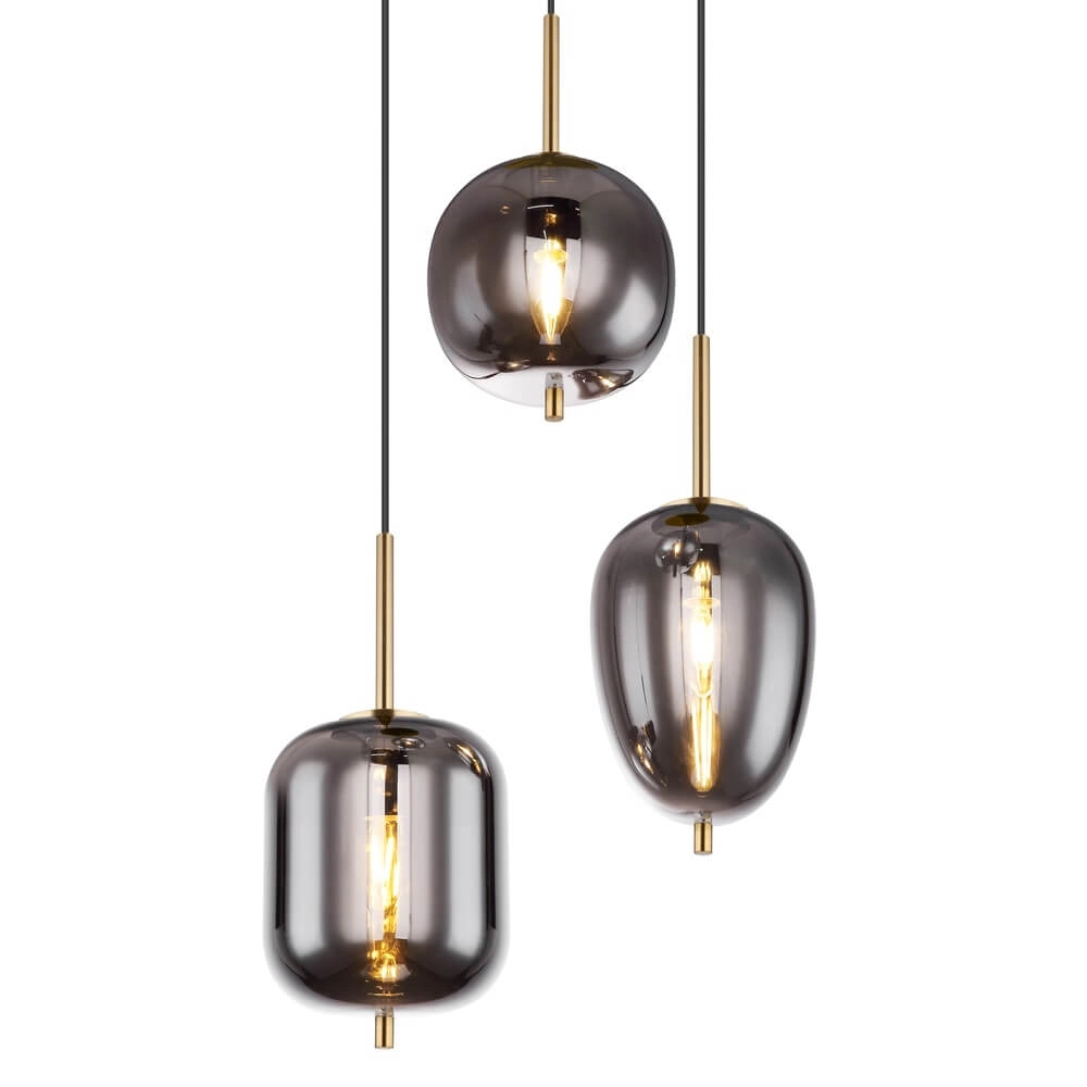 Gouden hanglamp Blacky I 3-lichts Globo 9007371428038