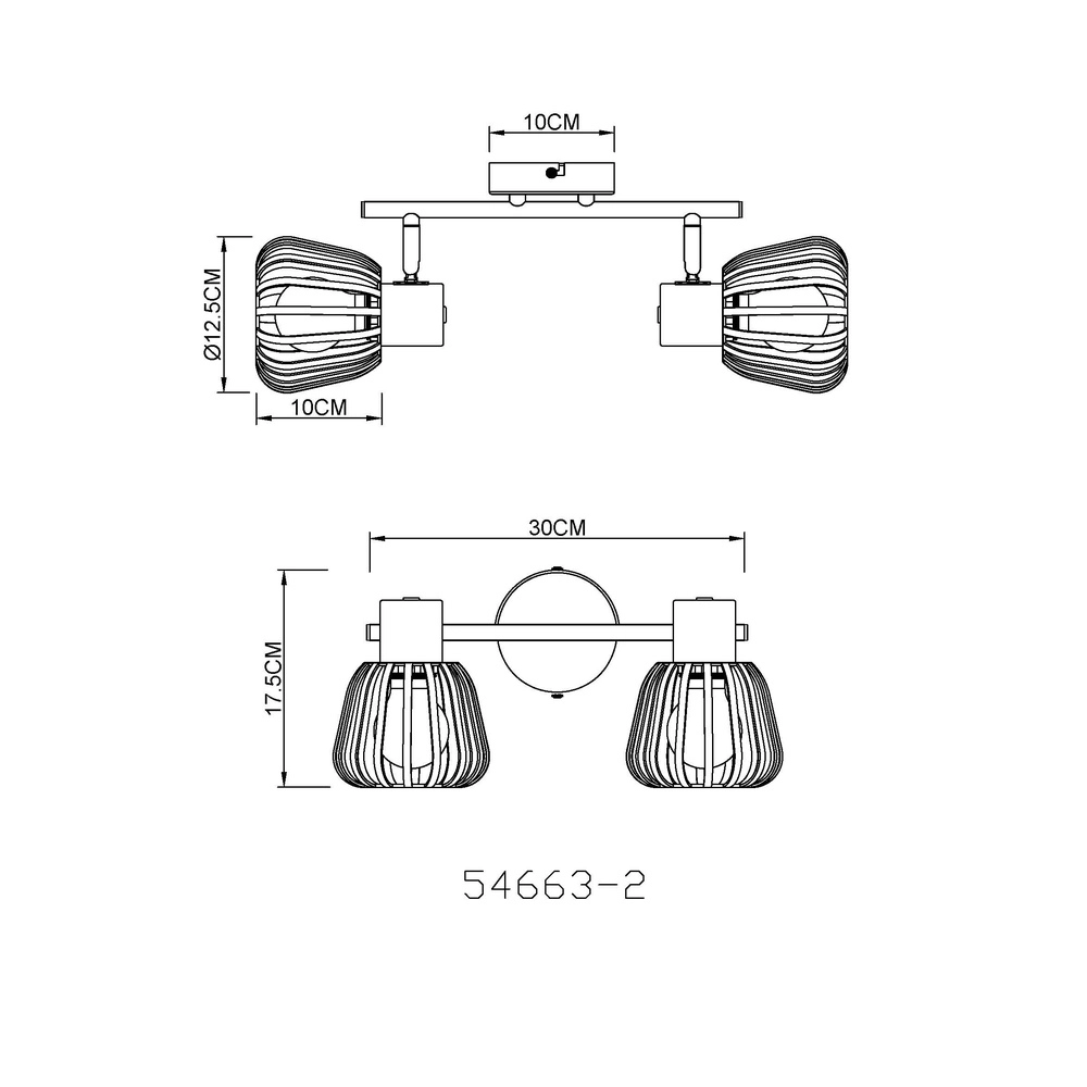 Plafondlamp Olin 2-lichts koffie bruin Globo 9007371586578