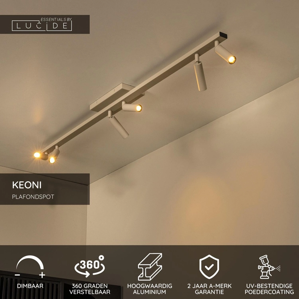Plafondspot Keoni 6-lichts taupe Lucide 5411212094230