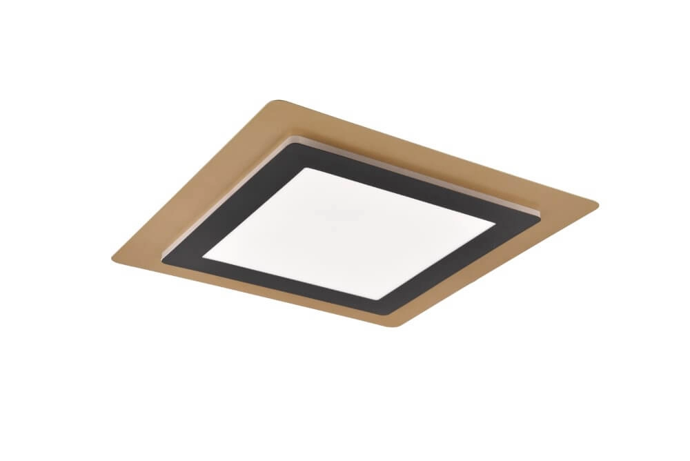 Vierkante design plafondlamp Morgan zwart met goud