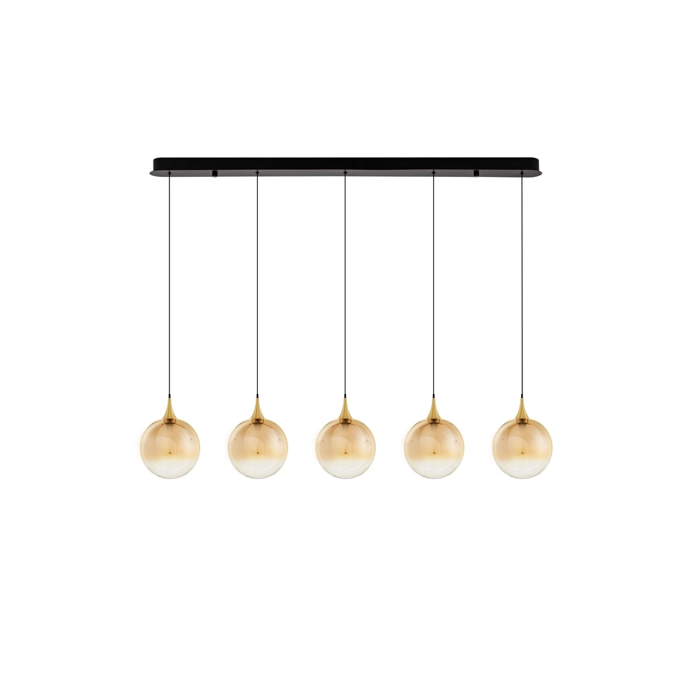 Hanglamp Orenda recht 5-lichts amber glas Lyora 5212017477675