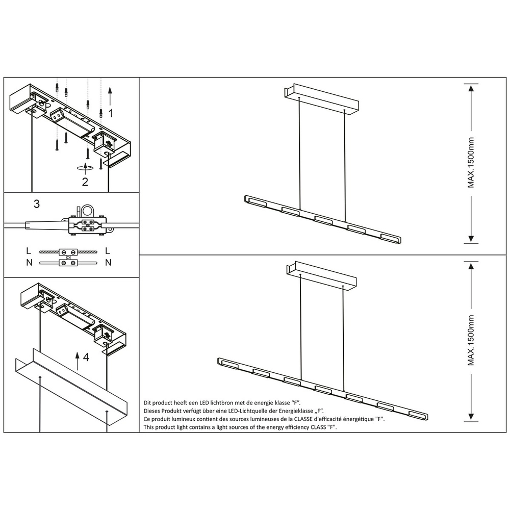 Strakke hanglamp Bloc zwart Steinhauer 8712746148275