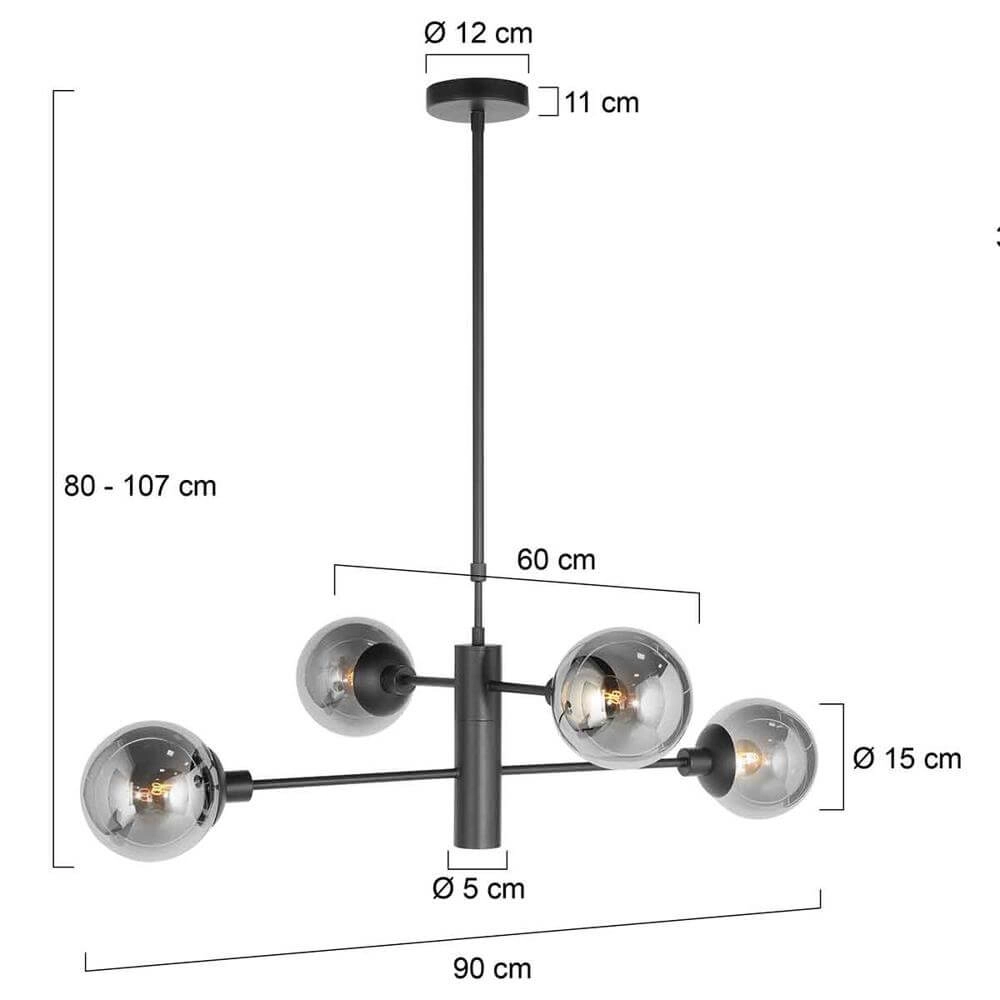 Design hanglamp Constellation zwart met smoke glas Steinhauer 8712746173031