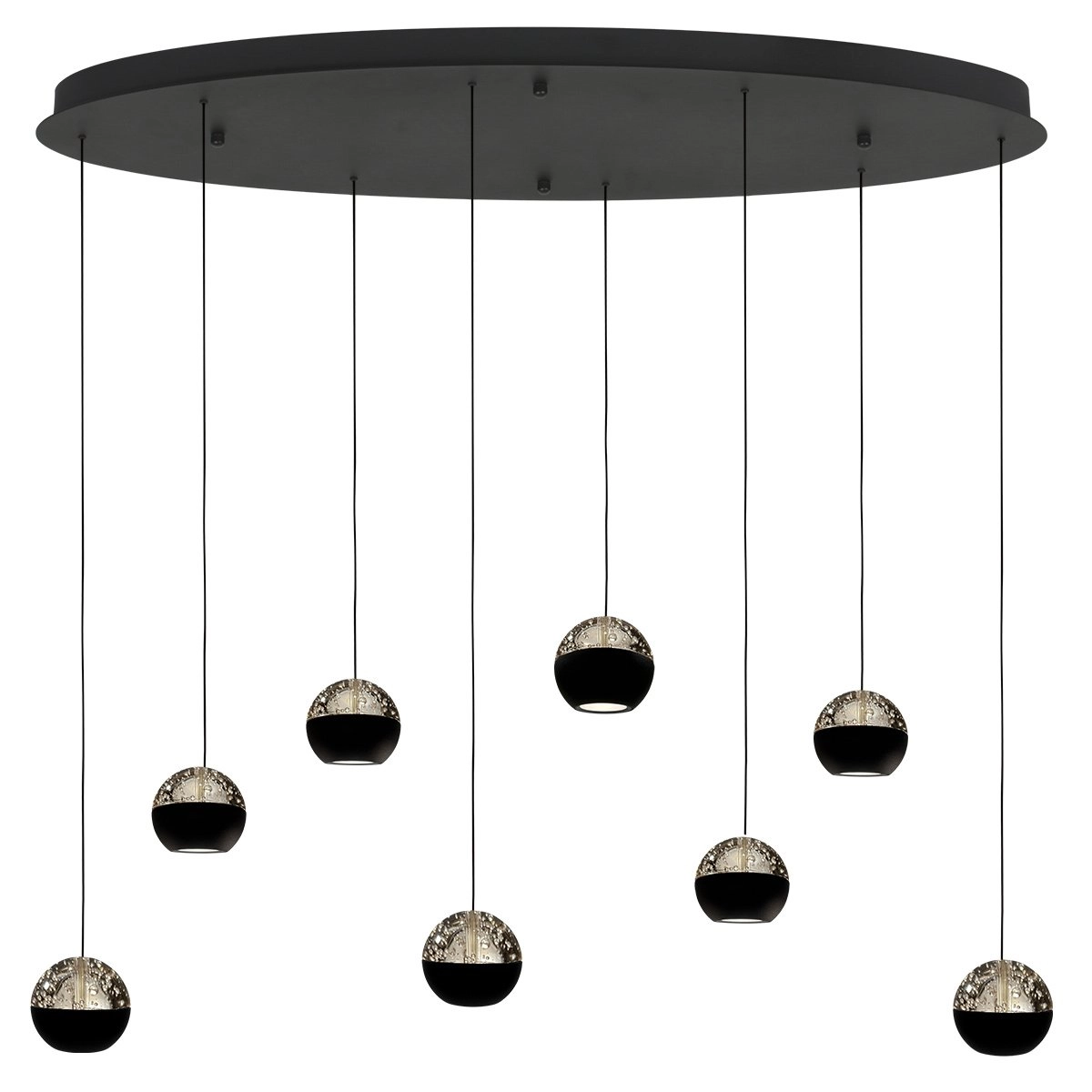 Ovale hanglamp Belluno 8-lichts led - zwart