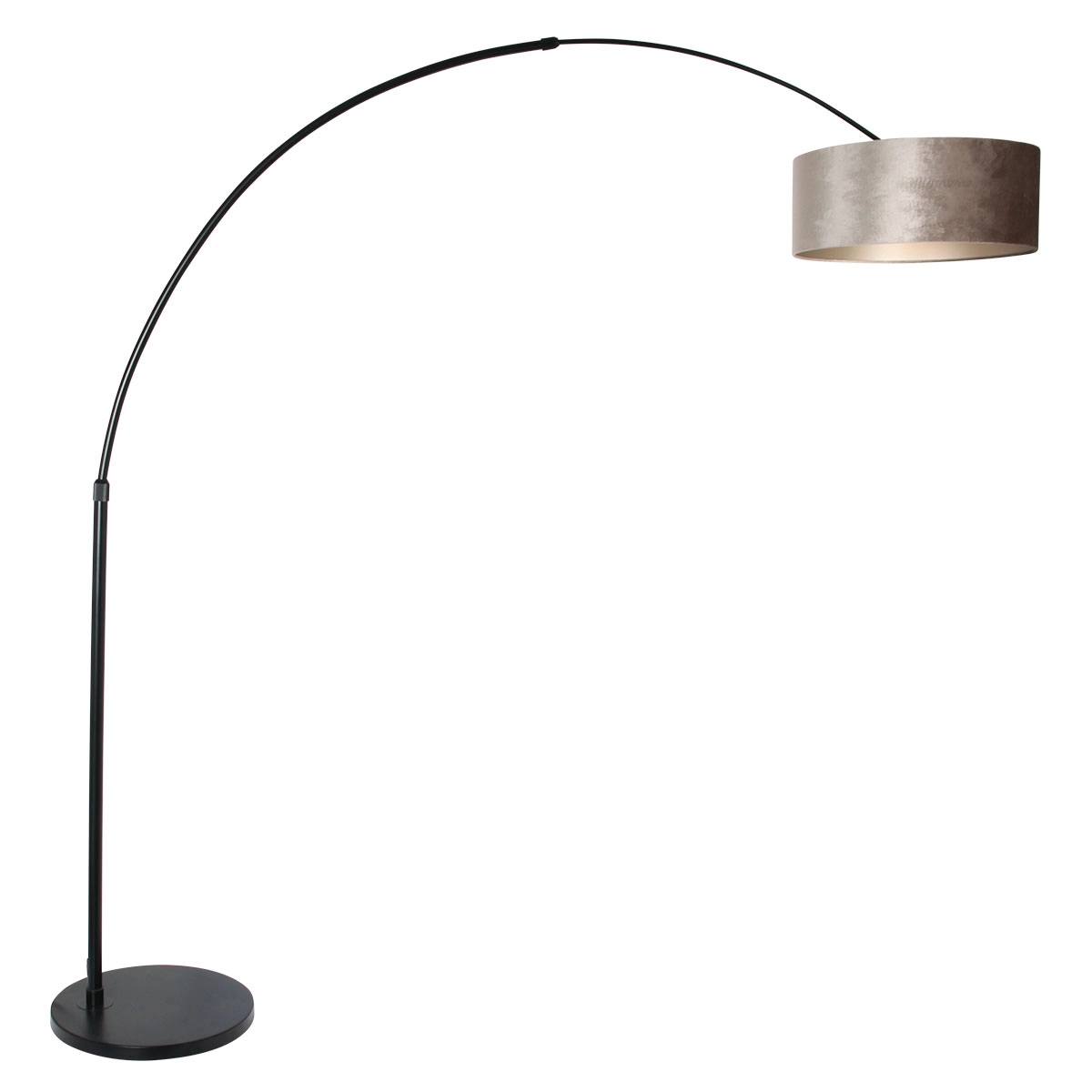 Booglamp Sparkled zwart met velours taupe kap