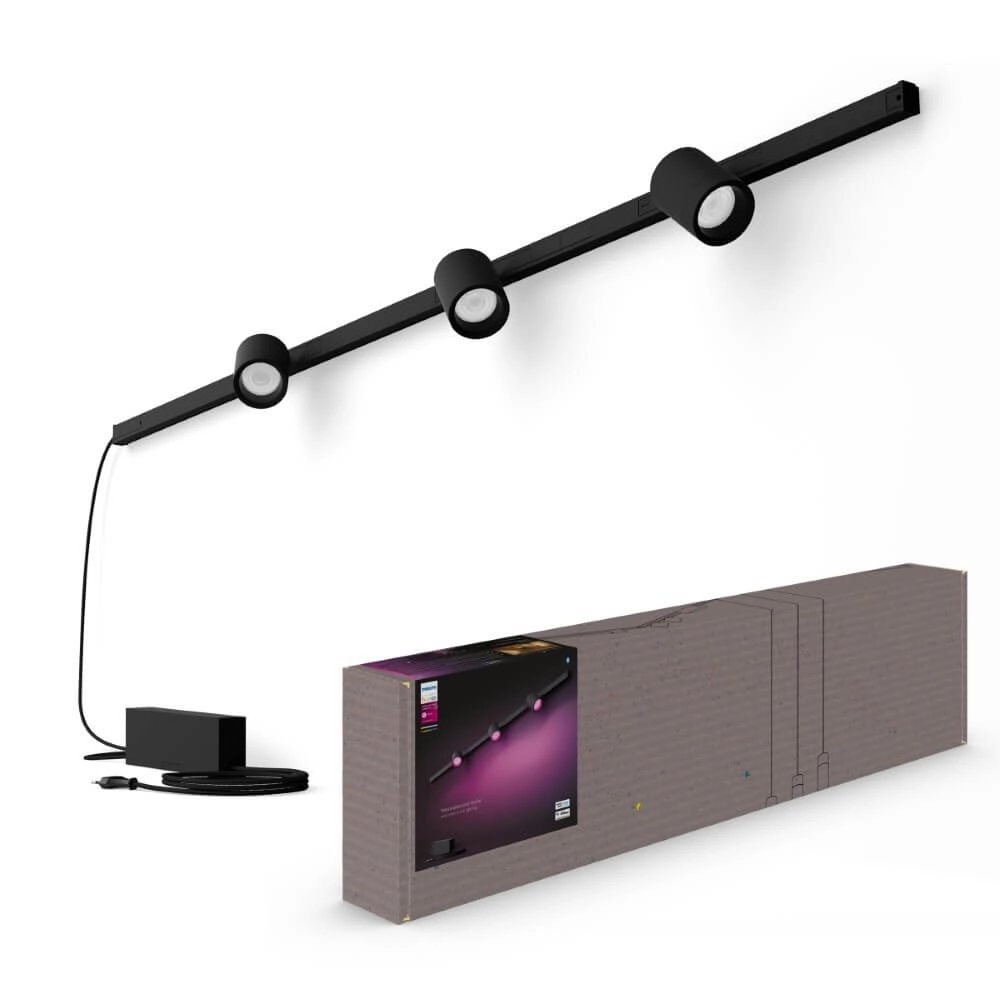 Hue Perifo - White and color set van 3 wandspots zwart Philips 8719514407848