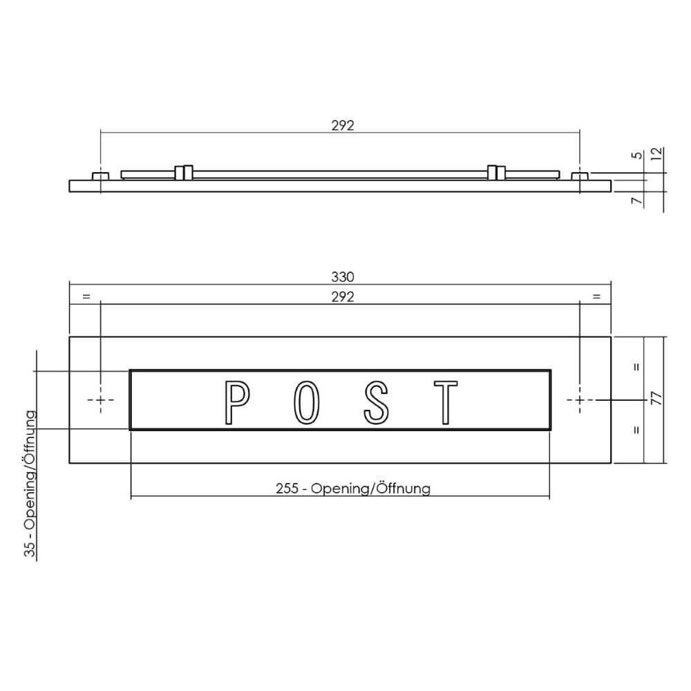 Brievenbus Posta recht geveerd zwart Intersteel 8714186561881