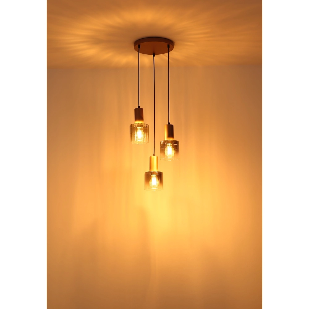 Hanglamp Walton 3-lichts koffie bruin Globo 9007371583188