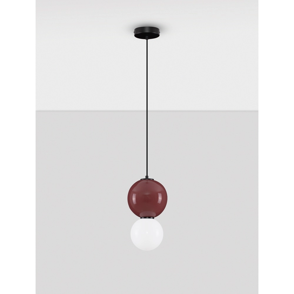 Hanglamp Noesis Ø 18cm bordeaux rood met wit Lyora 5212017483669