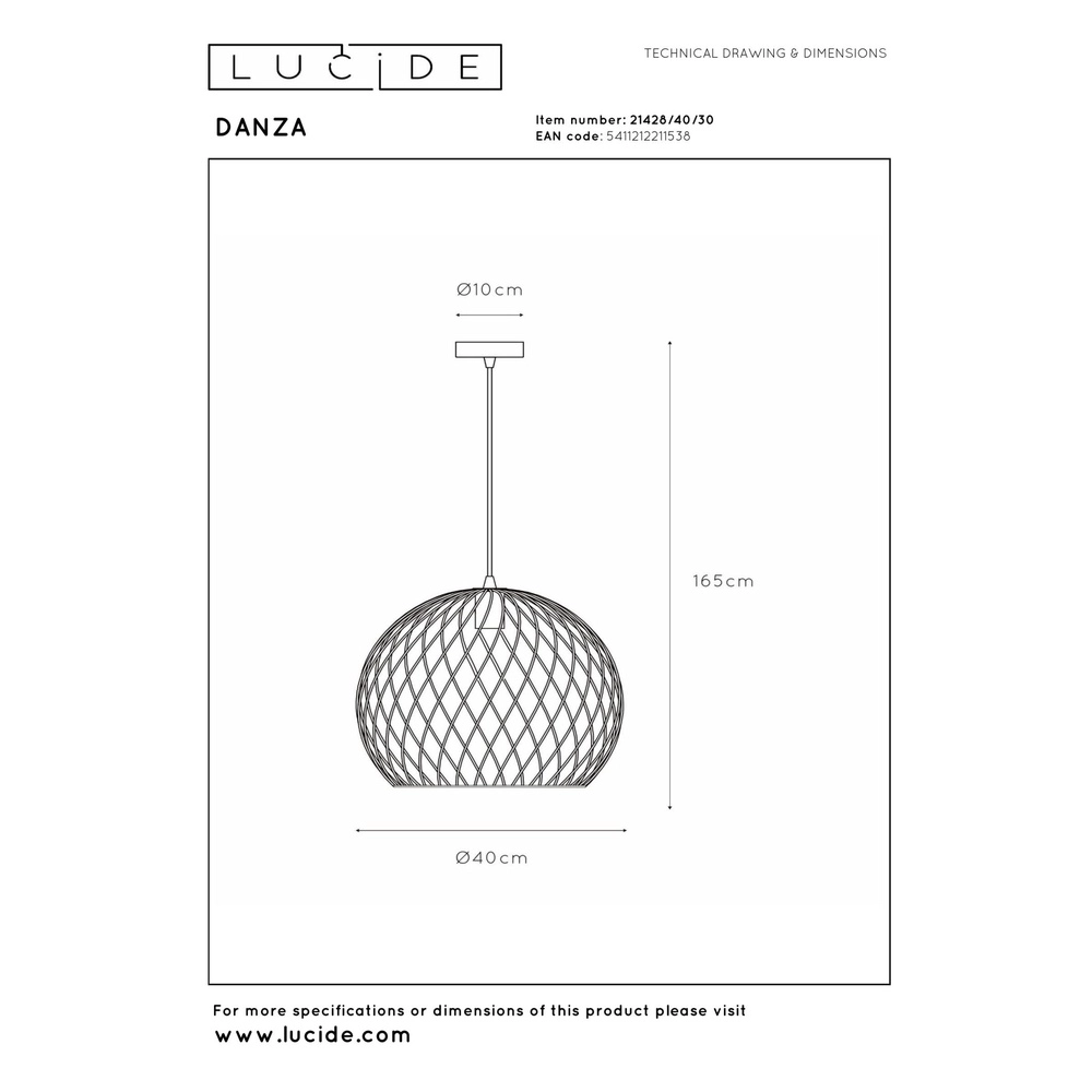 Hanglamp Danza Ø 40cm zwart Lucide 5411212211538