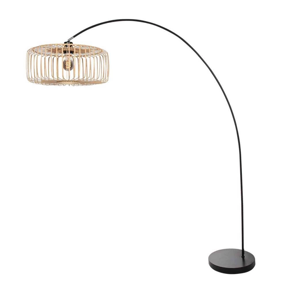 Booglamp Solva zwart met bamboe Steinhauer 8712746176889