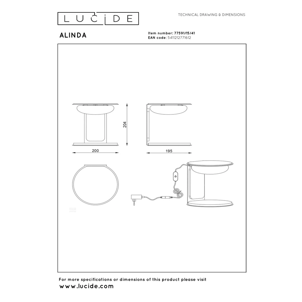 Design tafellamp Alinda Ø 20cm taupe Lucide 5411212771612