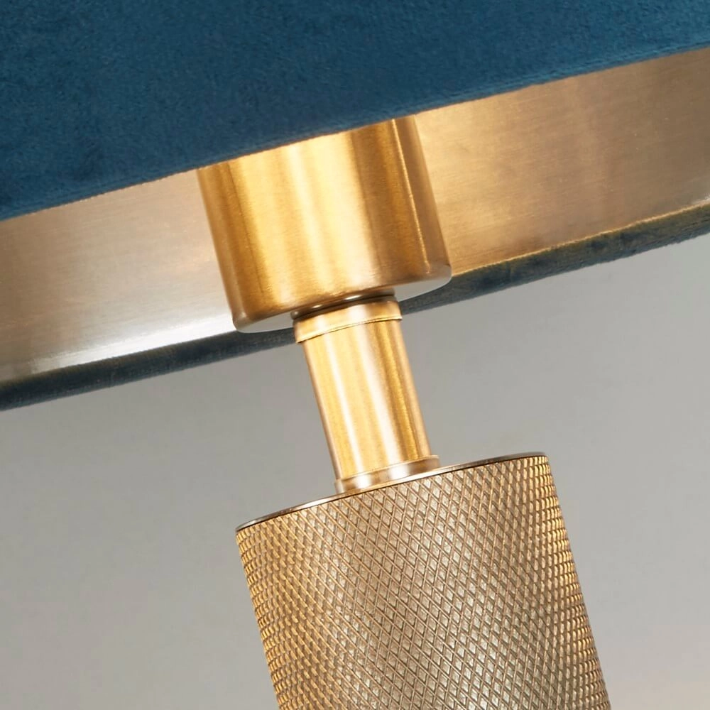 Tafellamp London goud met blauwe kap Searchlight 5053423248417