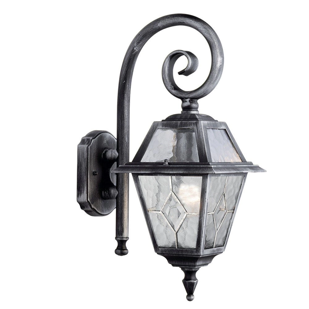 Klassieke muurlamp Genoa Curl zwart zilver