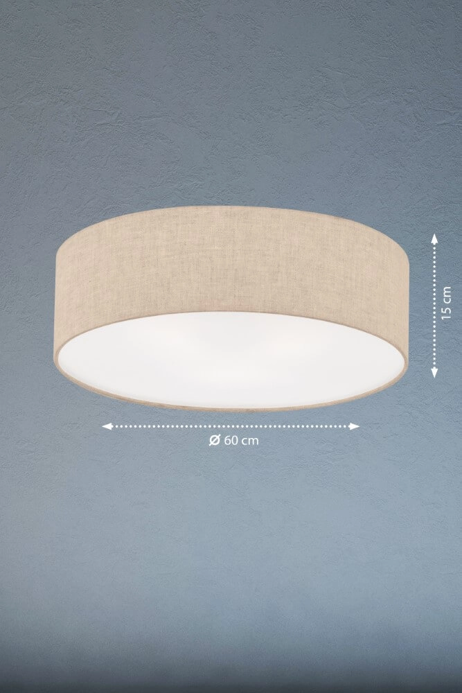 Ø 60cm plafondlamp Thor met zandkleur linnen Fischer & Honsel 4003694209137