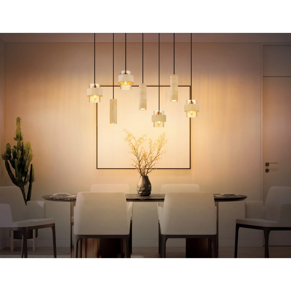 7-lichts hanglamp Daren zwart met marmer Globo 9007371583669