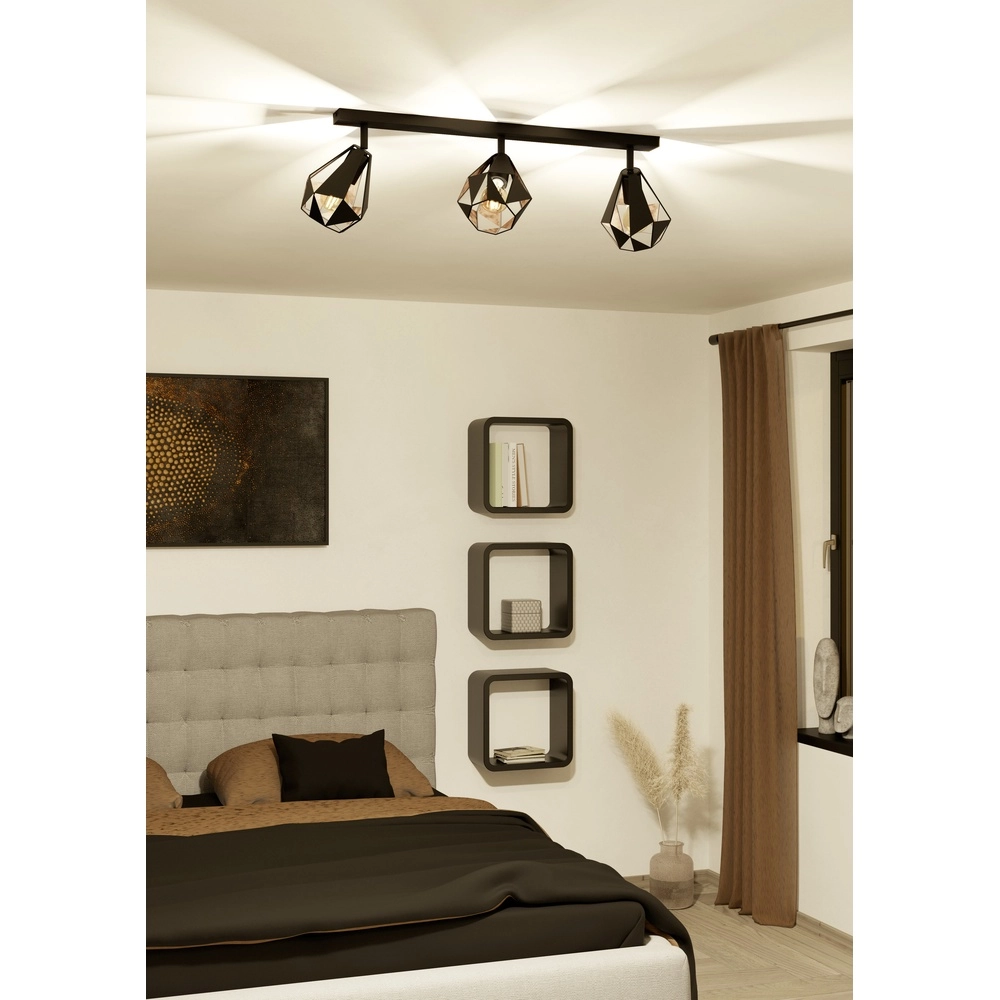 Zwarte plafondlamp Carlton 7 3L - met koper Eglo 9002759437176