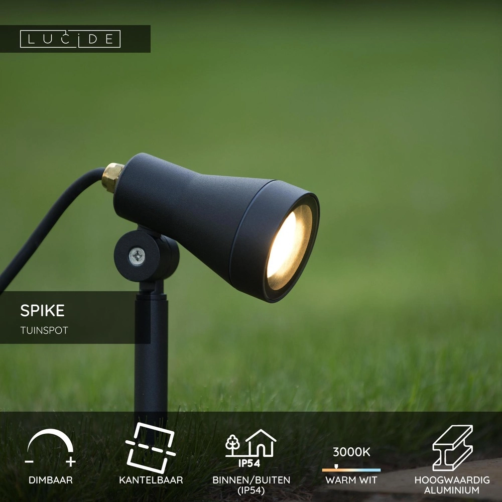 Prikspot Spike zwart Lucide 5411212271471